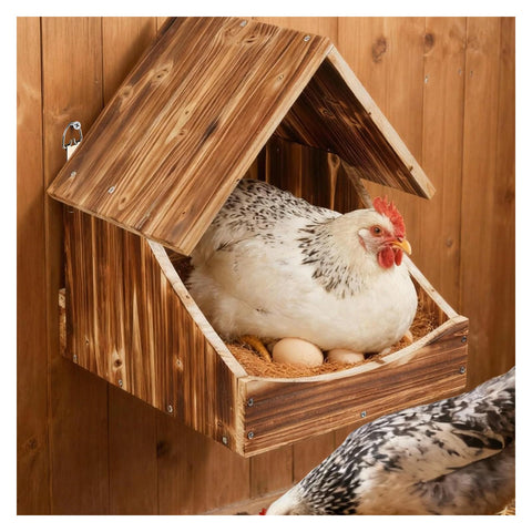Matutinus wall-mounted chicken nesting box with wood construction for space-saving coop setup