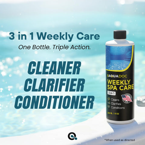 MAV AquaDoc bottle with pour demonstrates quick weekly dosing for maintenance.