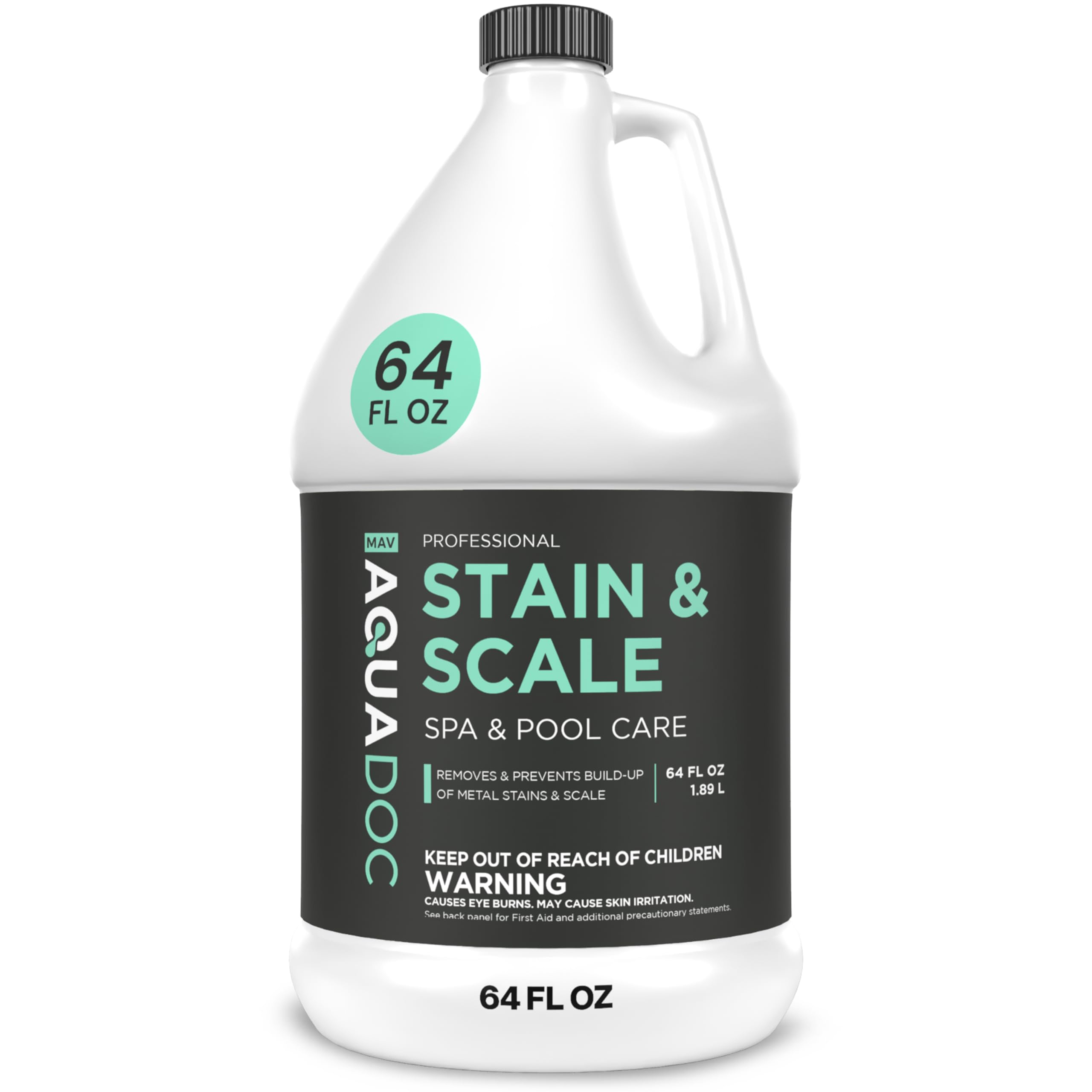 MAV AquaDoc 64oz bottle front view for pool stain remover.