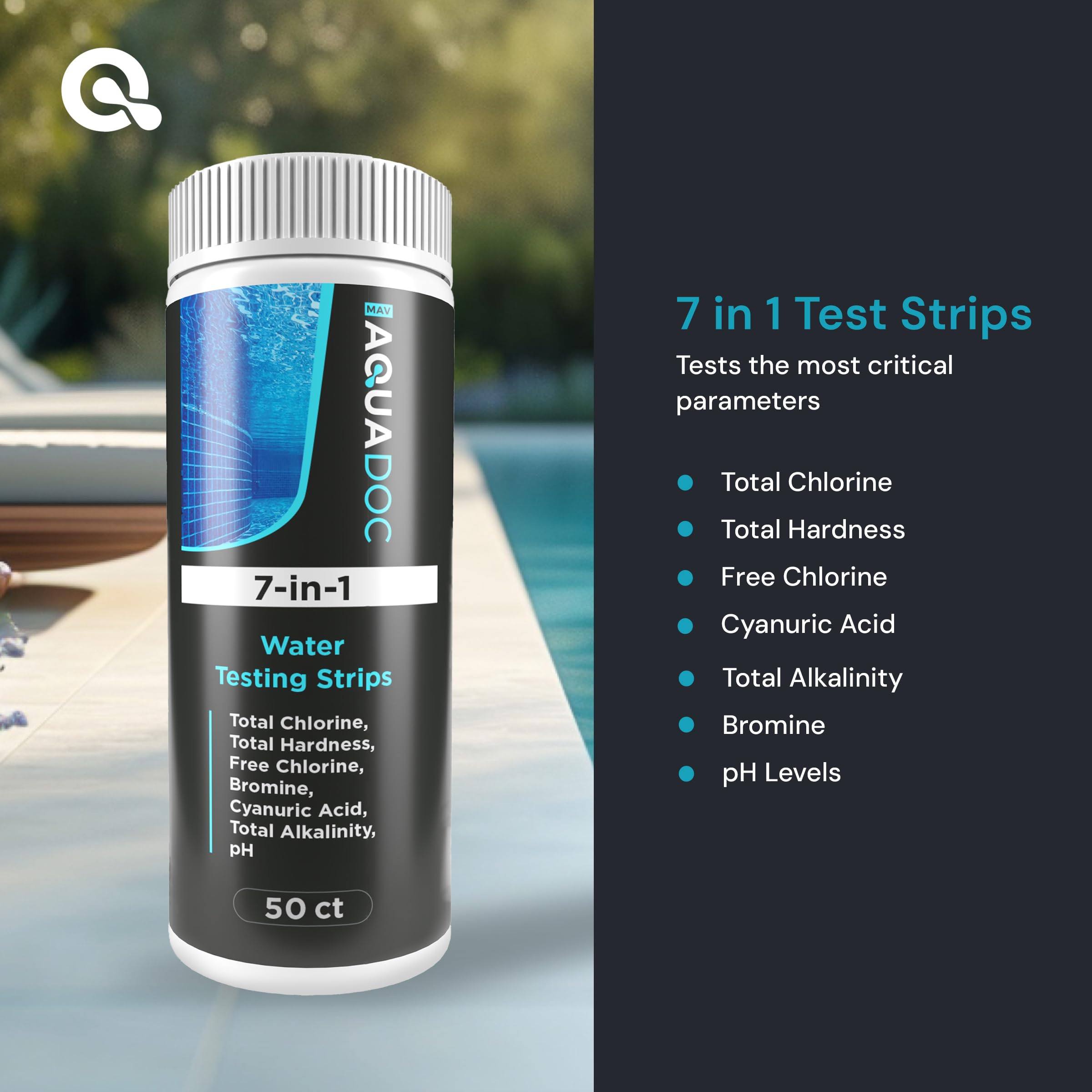 Dipping AquaDoc strips into water for quick testing.