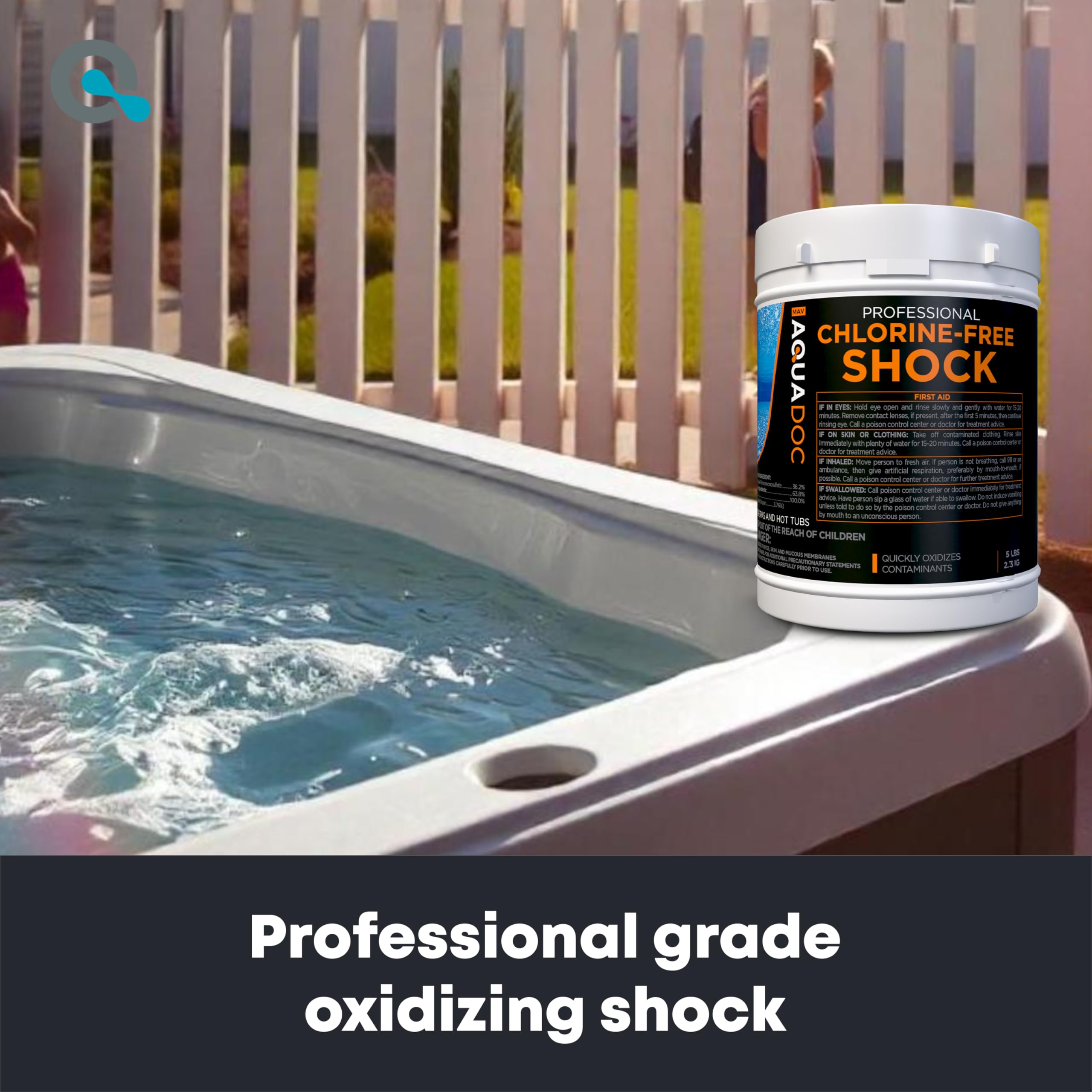 MAV AquaDoc Aquadoc non-chlorine spa shock storage and care.