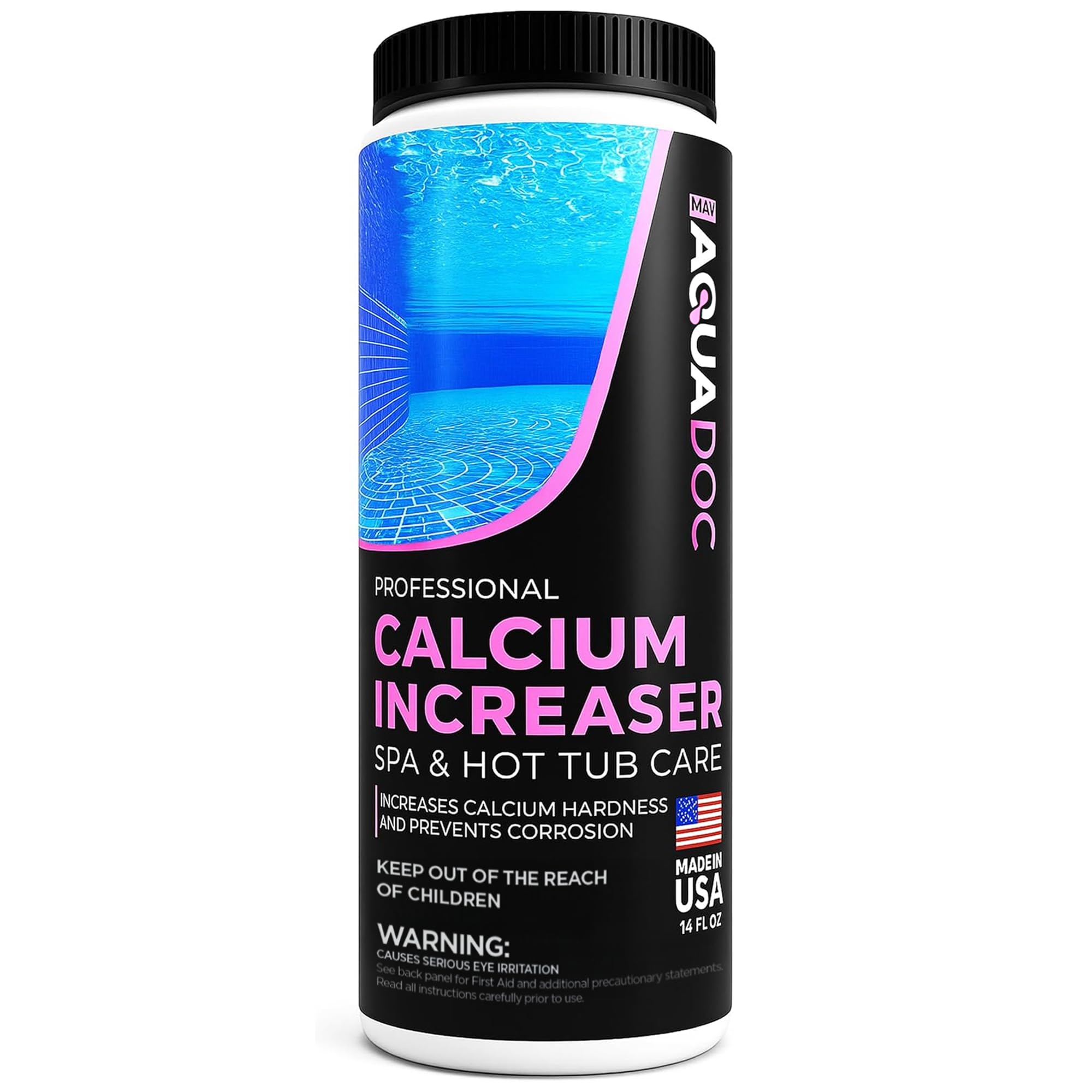 MAV AquaDoc Calcium Increaser bottle for spa hardness balance and corrosion protection.