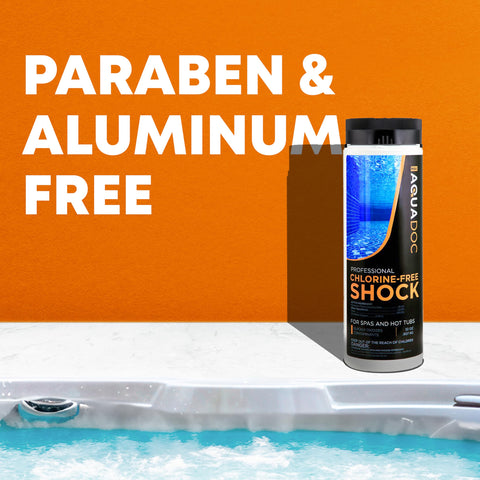 AquaDoc bromine and chlorine compatibility supports balanced spa chemistry.