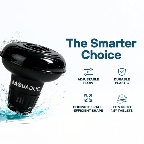 MAV AquaDoc floater beside an inflatable spa during setup