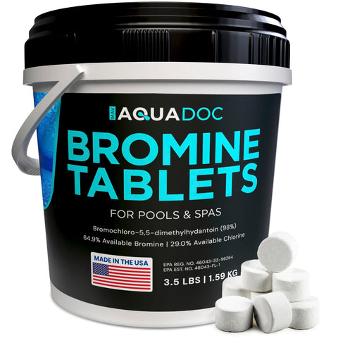 AquaDoc bromine tablets in package for spa hot tub sanitation