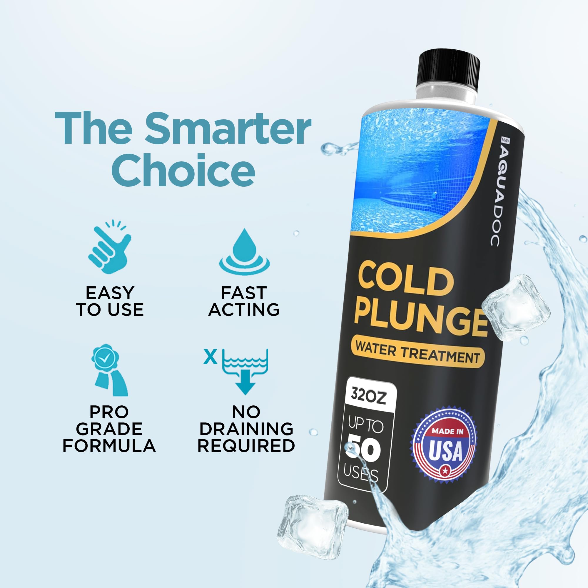 AquaDoc Cold Plunge Water Treatment in tub demonstrates routine care.
