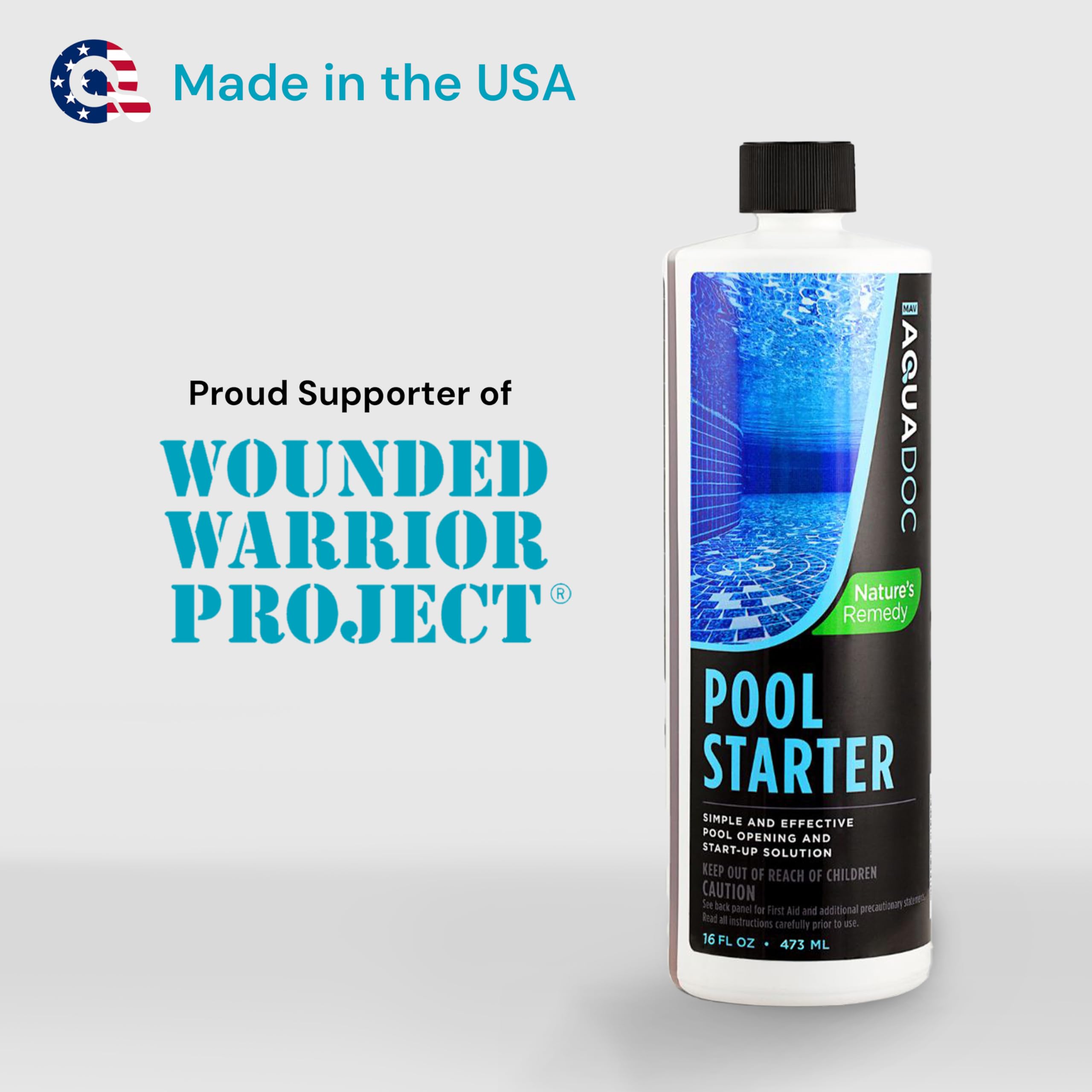 AquaDoc Pool Starter demonstrates a simple pool-opening ritual with enzyme action