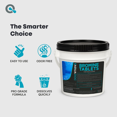 AquaDoc bromine tablets in use to fight cloudiness and reduce odors in a hot tub