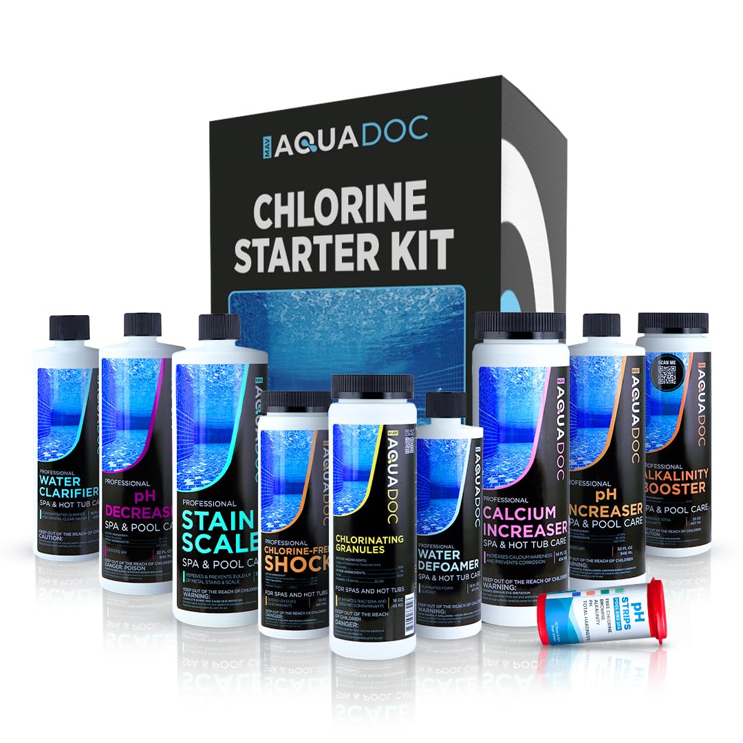MAV AquaDoc hot tub chemicals starter kit front view for easy spa setup