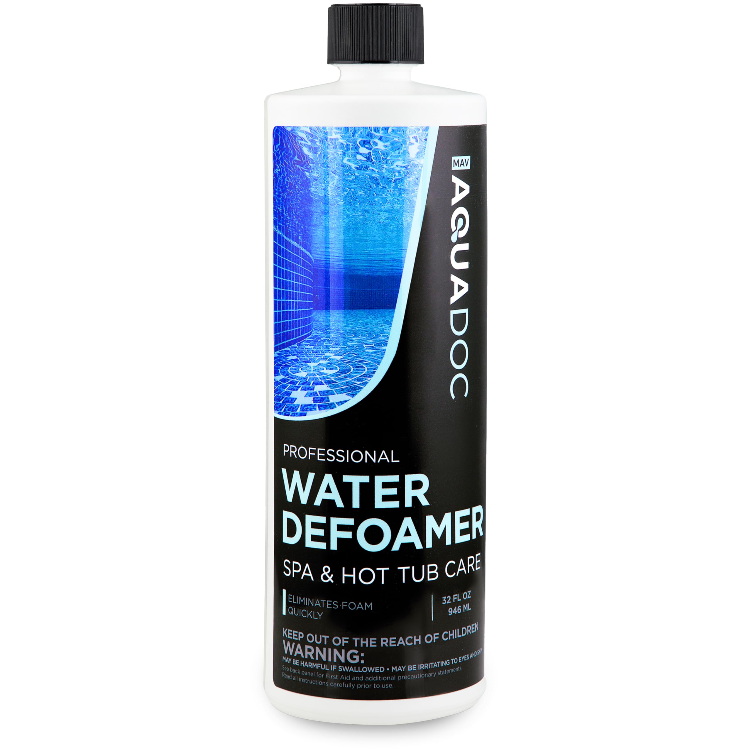 MAV AquaDoc hands applying defoamer to hot tub.