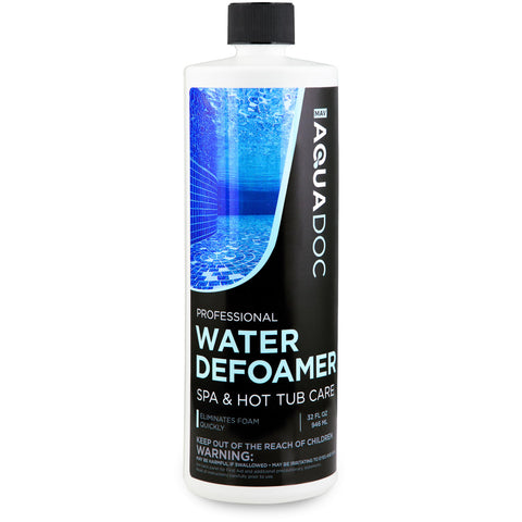 MAV AquaDoc hands applying defoamer to hot tub.