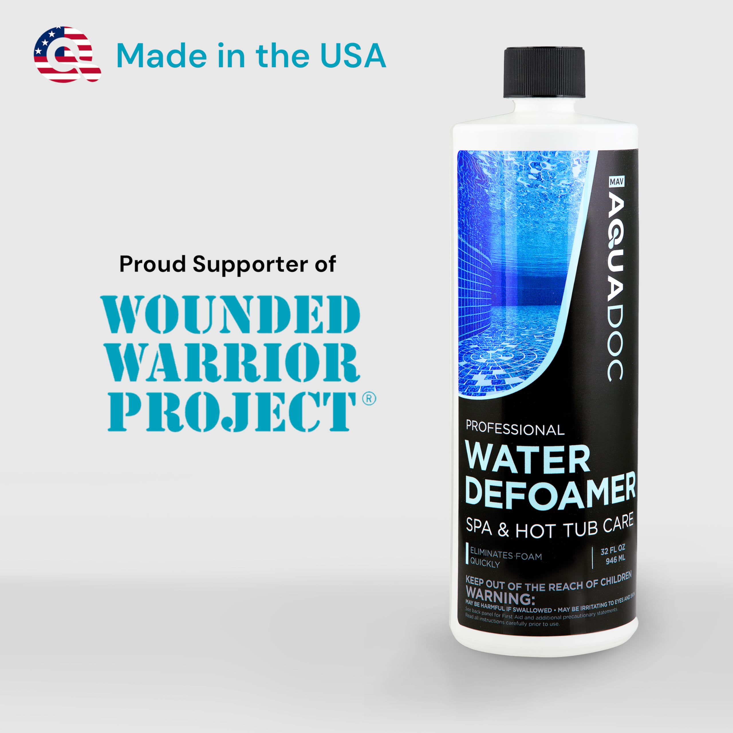 MAV AquaDoc defoamer in spa water aids foam control.