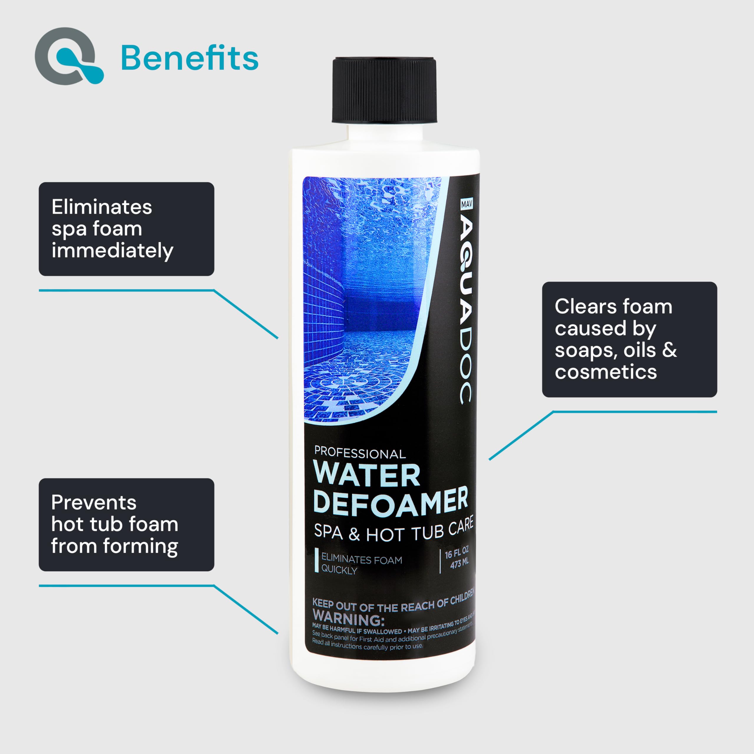 MAV AquaDoc hot tub foam balance during use demonstrates effective treatment