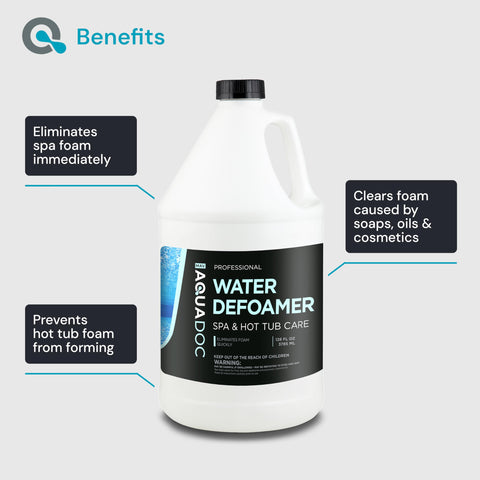 MAV AquaDoc hot tub foam eliminator package highlights contents and US-made quality