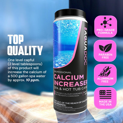 MAV AquaDoc spa setup improving water balance with calcium hardness increaser.