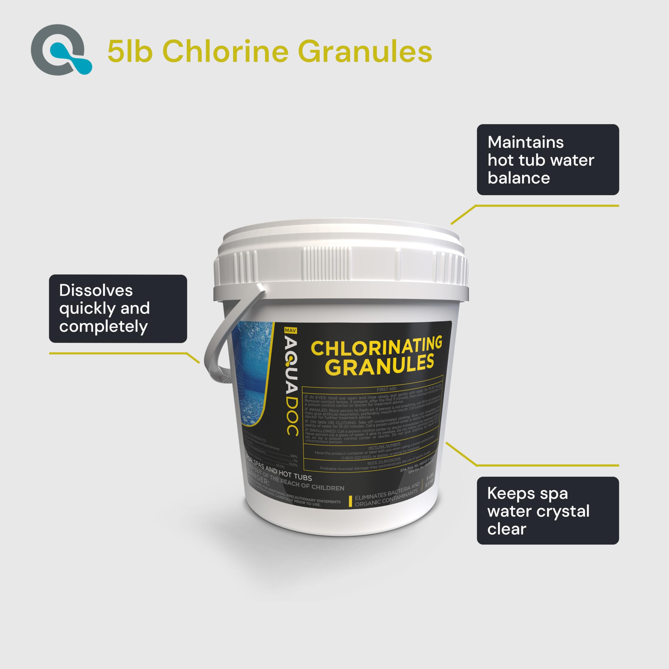 Clear, inviting hot tub water with AquaDoc chlorine