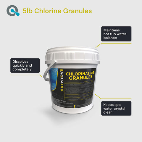 Clear, inviting hot tub water with AquaDoc chlorine