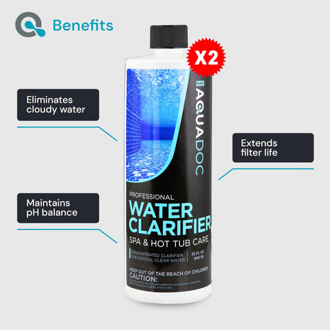 MAV AquaDoc Spa Clarifier in action on cloudy water before treatment.