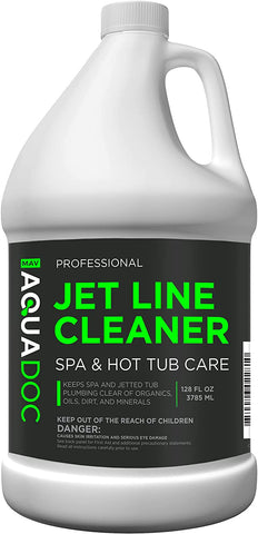 MAV AquaDoc Jet Line Cleaner bottle front for spa jet line cleaning and clearer water