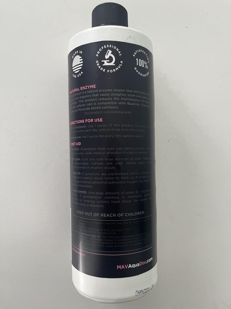 AquaDoc made-in-USA spa cleaner packaging and label detail emphasized.