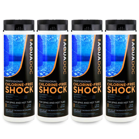 AquaDoc Non-Chlorine Hot Tub Shock bottle refreshing spa water.