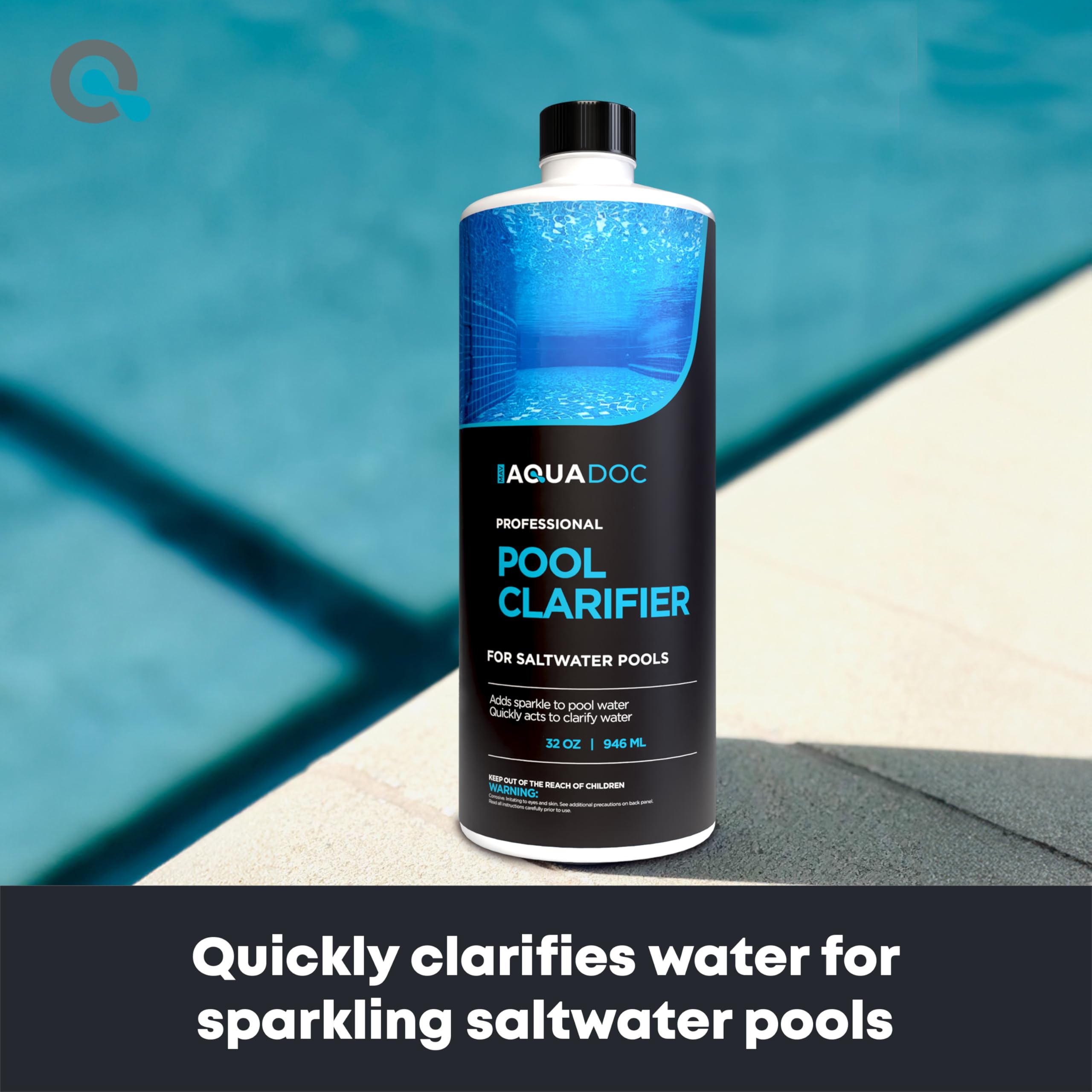MAV AquaDoc pool clarifier pour action demonstrates fast dosing and quick visibility.
