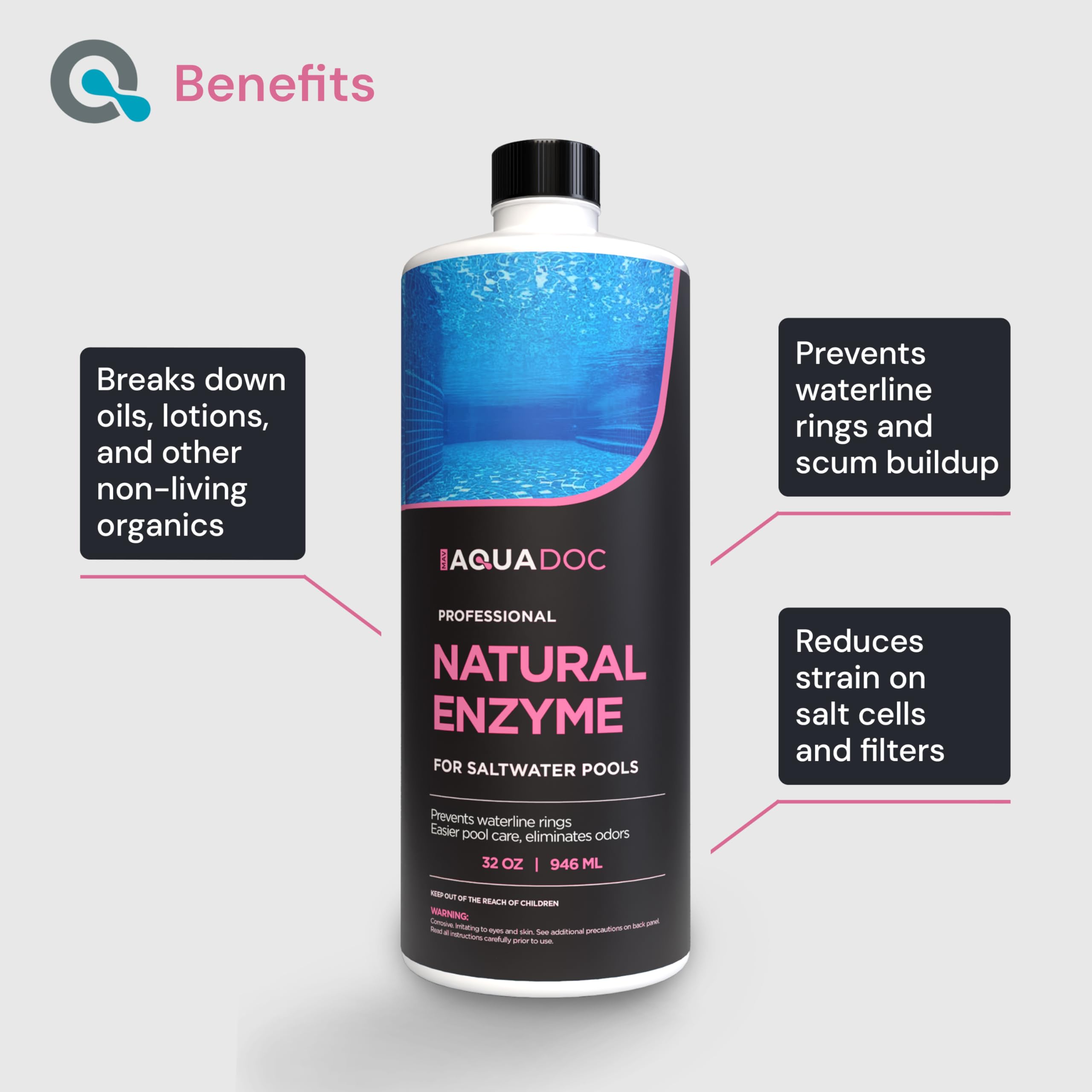 MAV AquaDoc enzyme action targets oils to keep water clear.