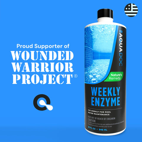 MAV AquaDoc Pool Enzyme poolside usage shows simple weekly routine.