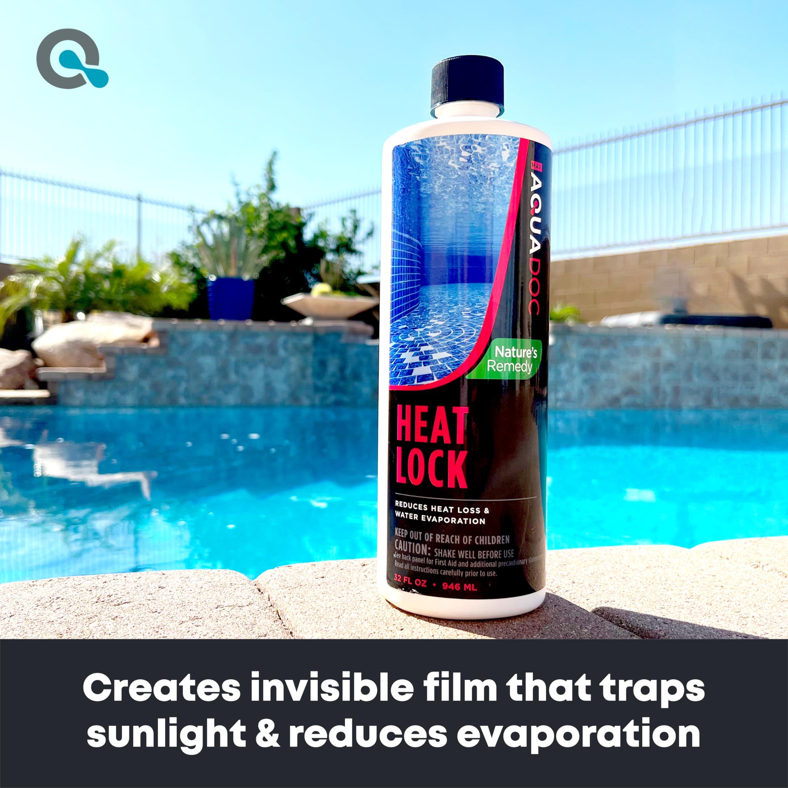 MAV AquaDoc Pool Heat Lock forms surface barrier to limit heat loss.