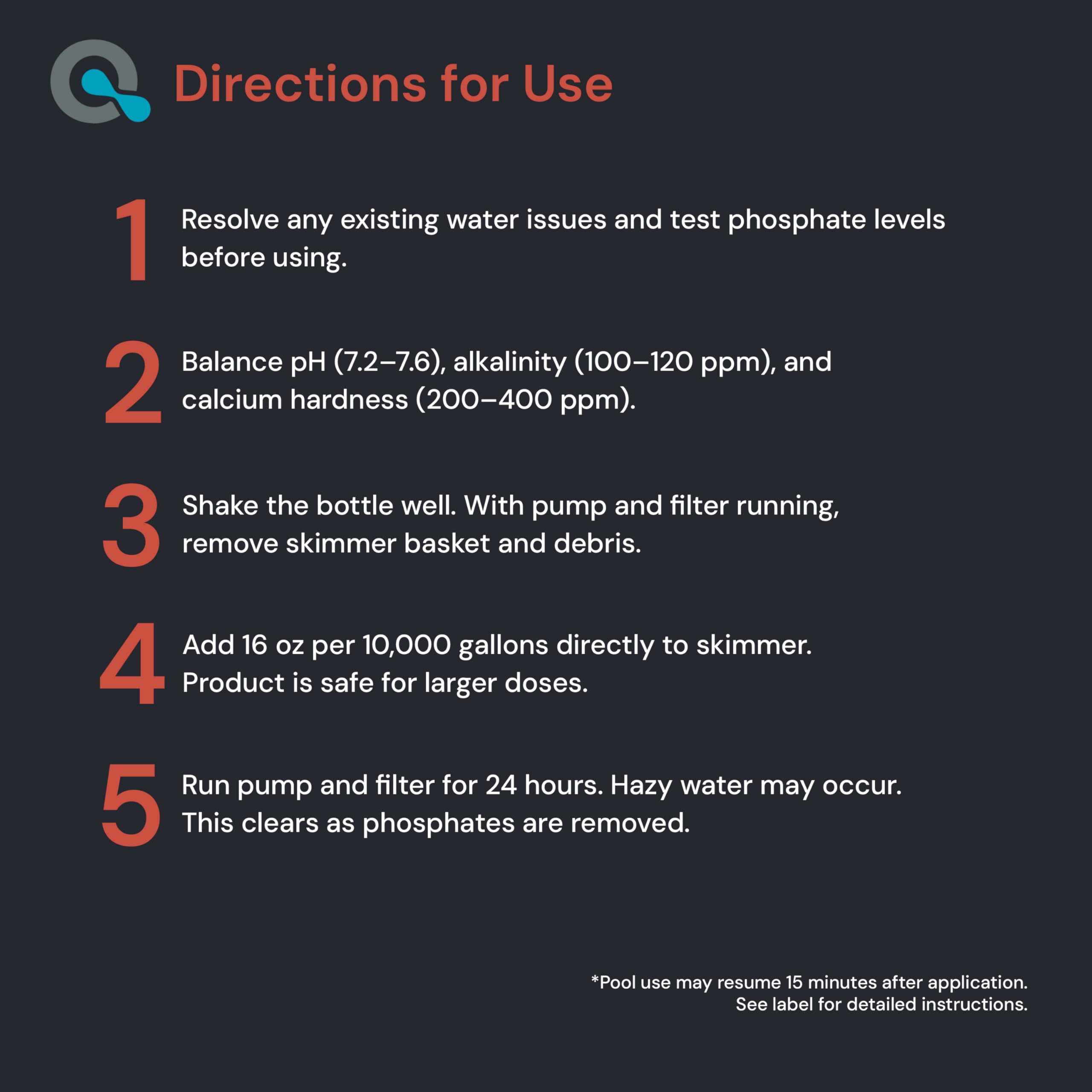 MAV AquaDoc pool maintenance dosing guide shows simple filtration-friendly usage.