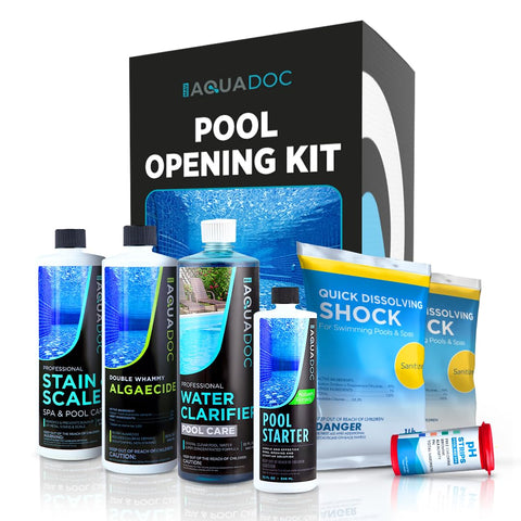 MAV AquaDoc Pool Opening Kit components ready for use to start your pool.