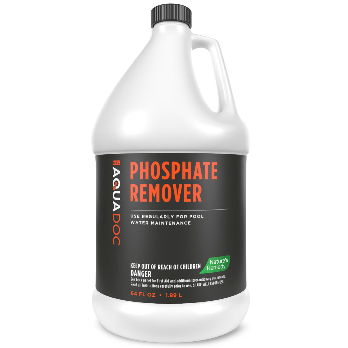 MAV AquaDoc Pool Phosphate Remover bottle pour for quick application and clearer pool water.
