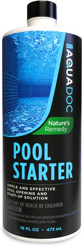 AquaDoc 16oz pool starter bottle ready for opening and easy use