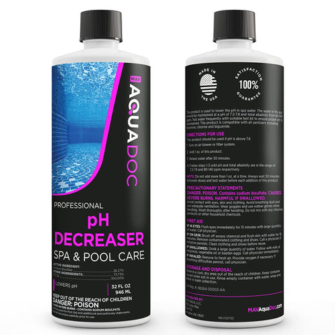 AquaDoc product packaging front showing pH decreaser benefits