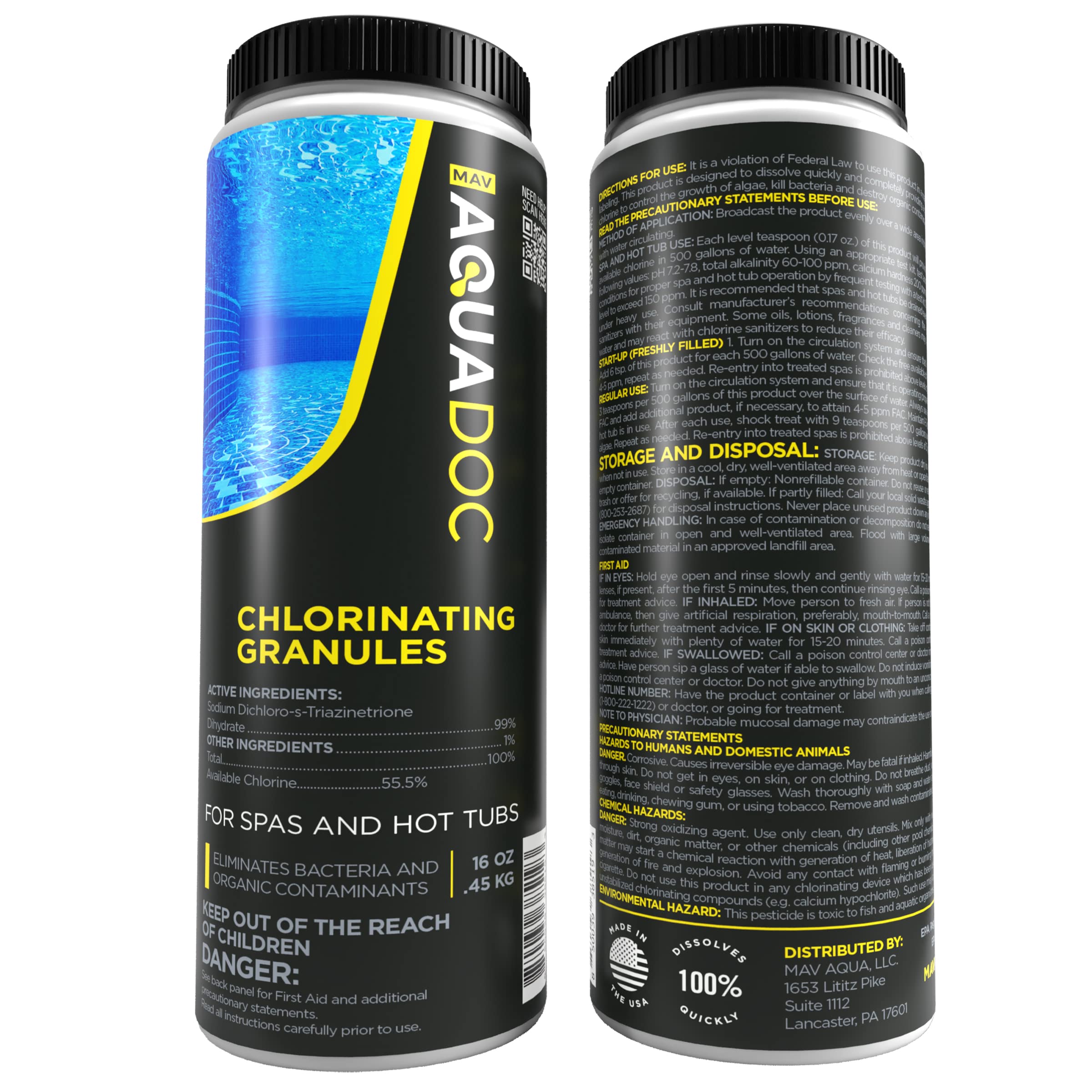 MAV AquaDoc safety and storage bottle protects household spa investments