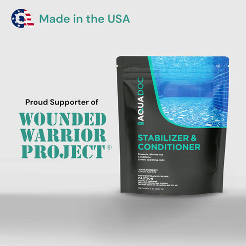 MAV AquaDoc stabilizer used in saltwater pools for chlorine retention.