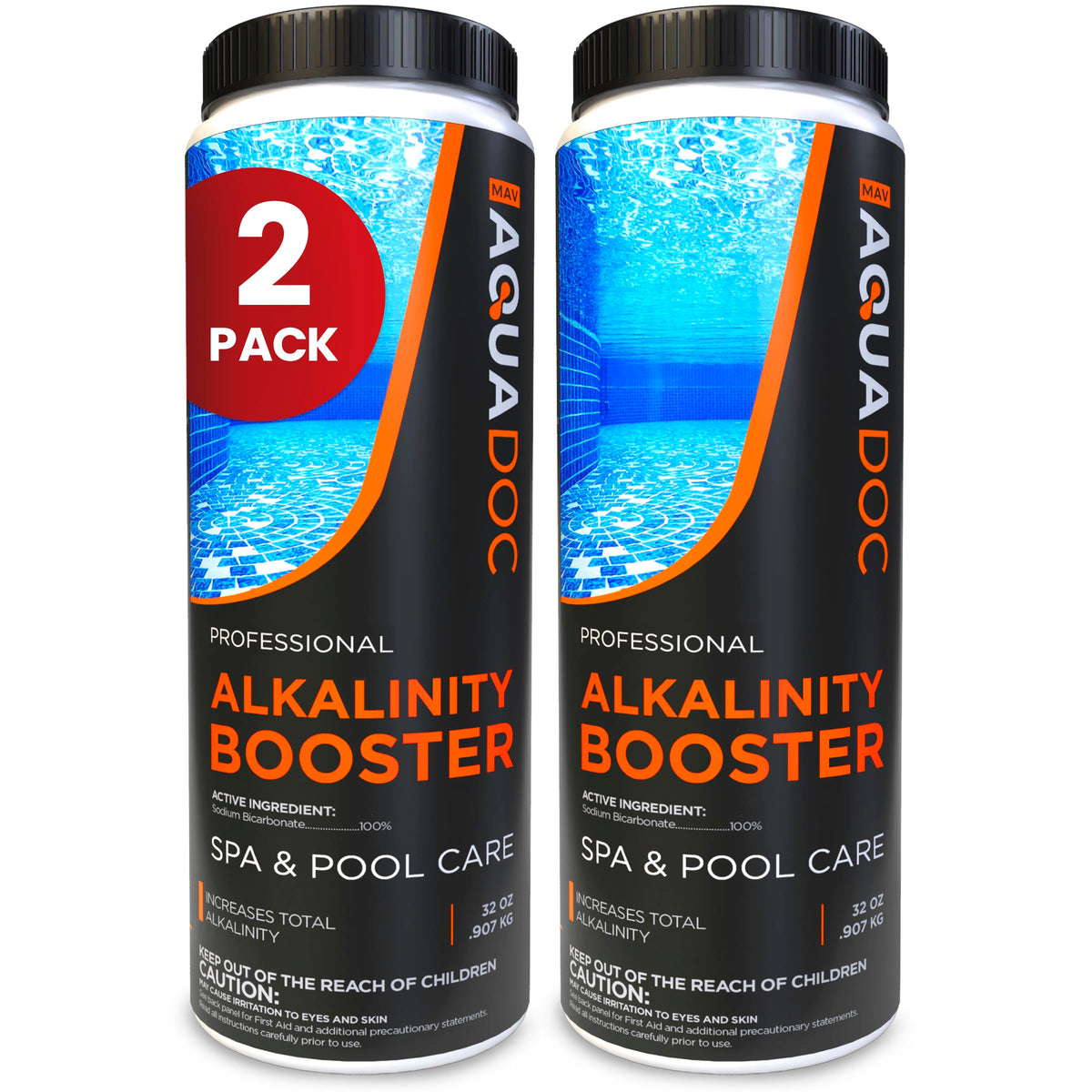 MAV AquaDoc Spa Alkalinity Increaser 32oz bottle promotes stable hot tub balance.
