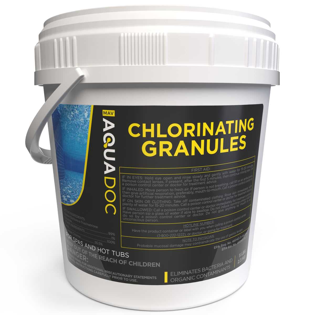 AquaDoc spa chlorine granules in 5lb bag start fast sanitizing for hot tubs