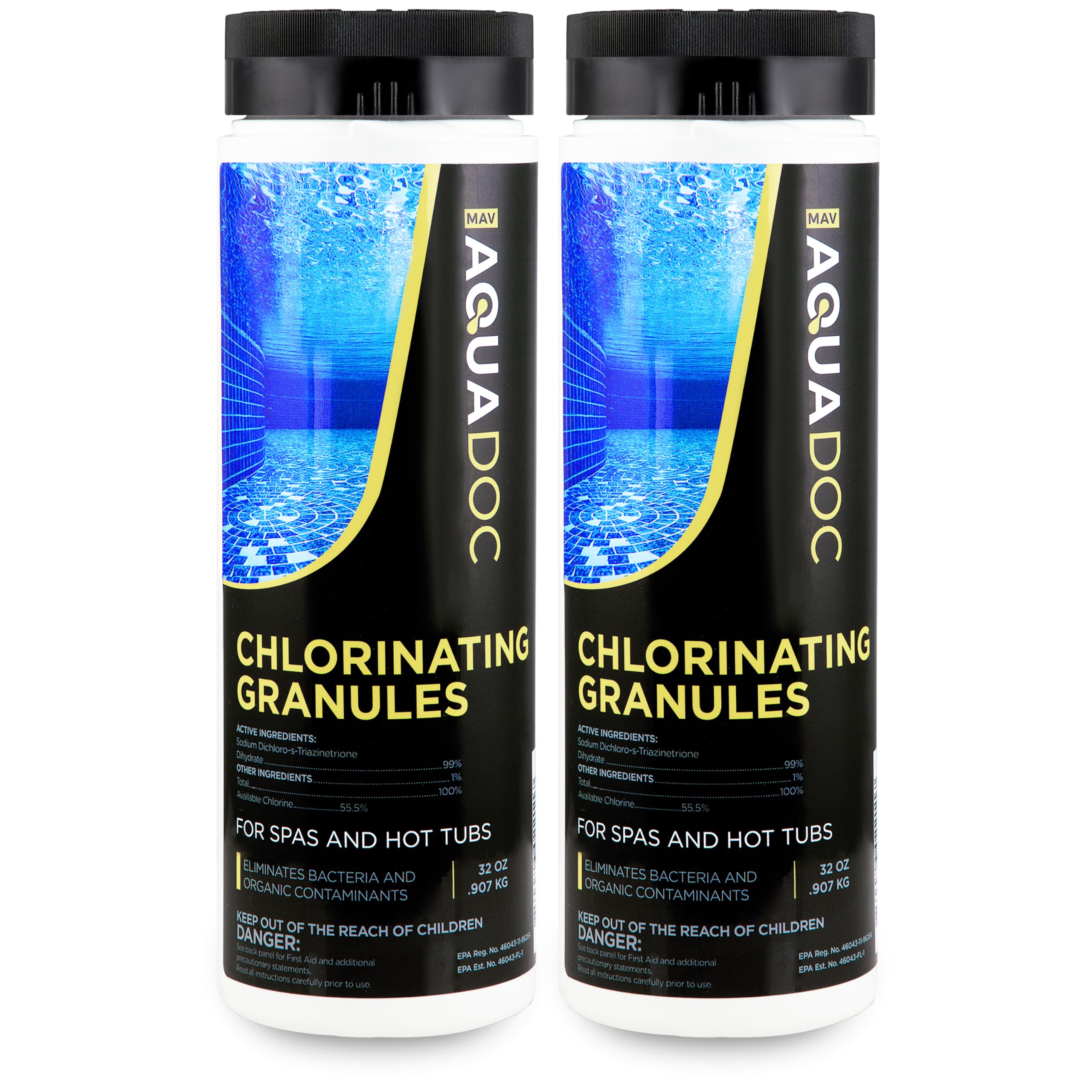 MAV AquaDoc spa chlorine supports balanced water chemistry for comfortable soaks.