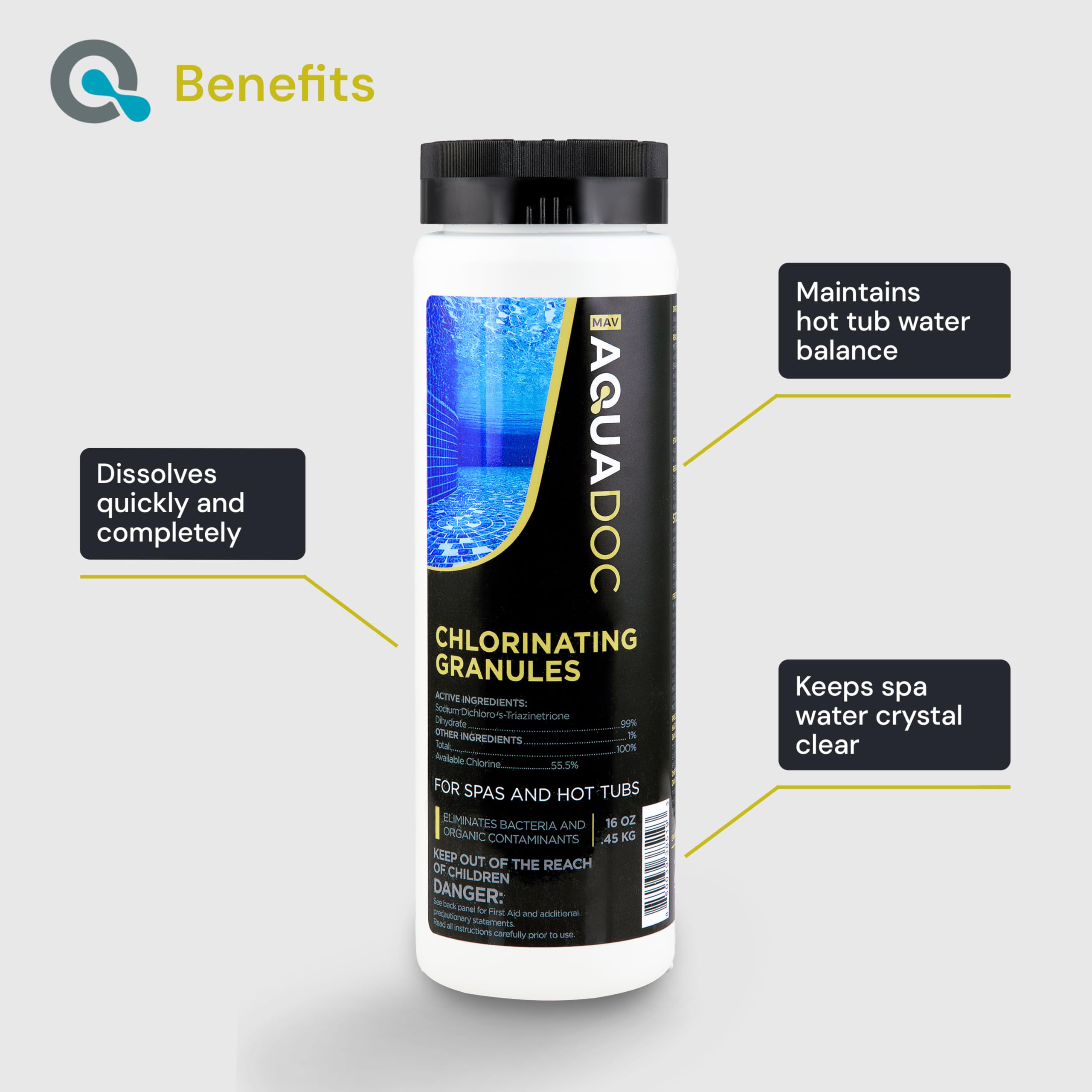 MAV AquaDoc spa water clarity during treatment highlights clean, inviting hot tub water