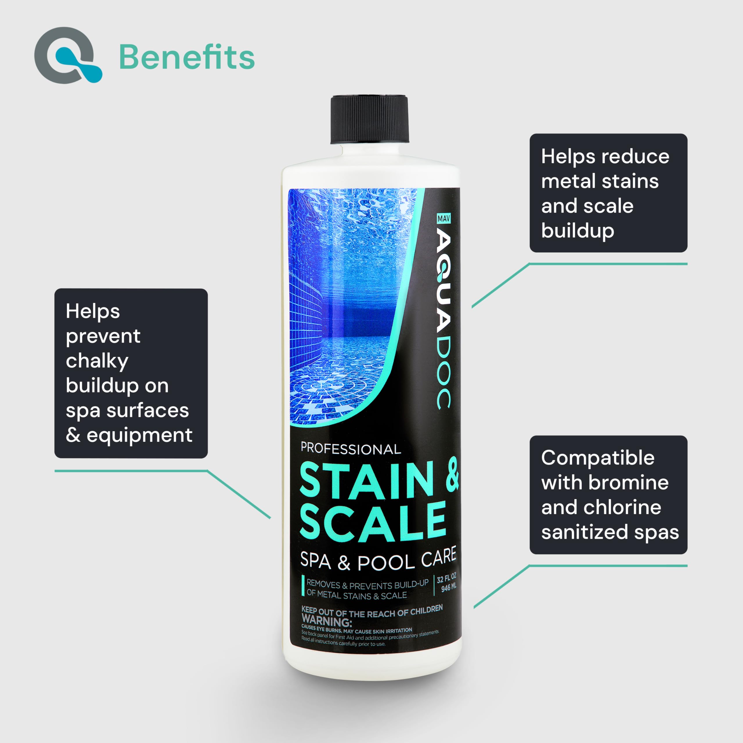 MAV AquaDoc Spa Clarifier in use, clearer water for a better filtration result