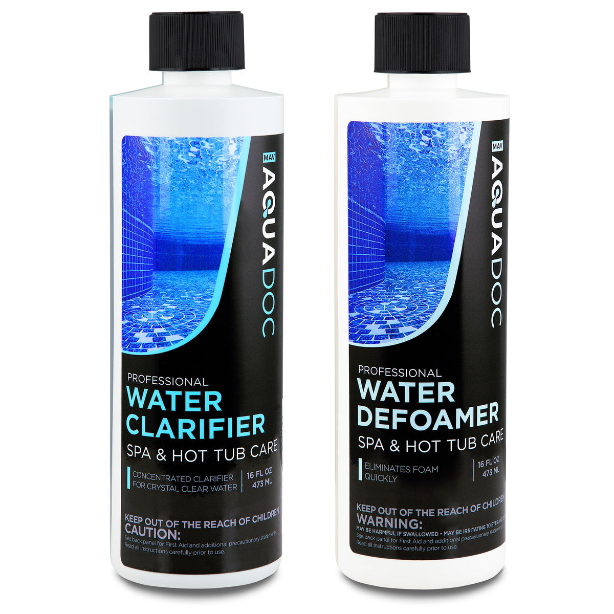 MAV AquaDoc Spa Clarifier bottle helps clear spa water and support filtration.