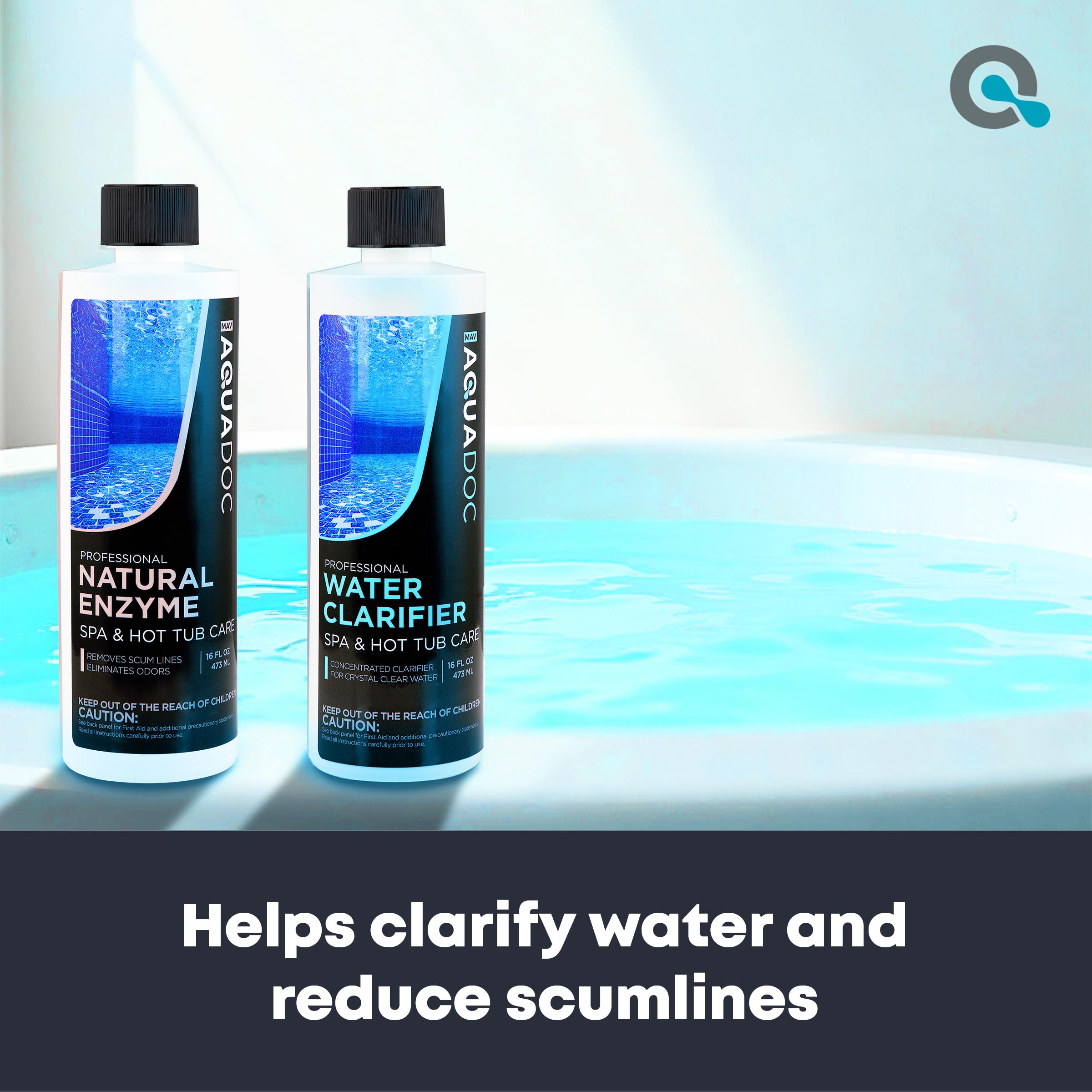 MAV AquaDoc spa clarifier bottle promotes clear water and sparkling spa sessions.