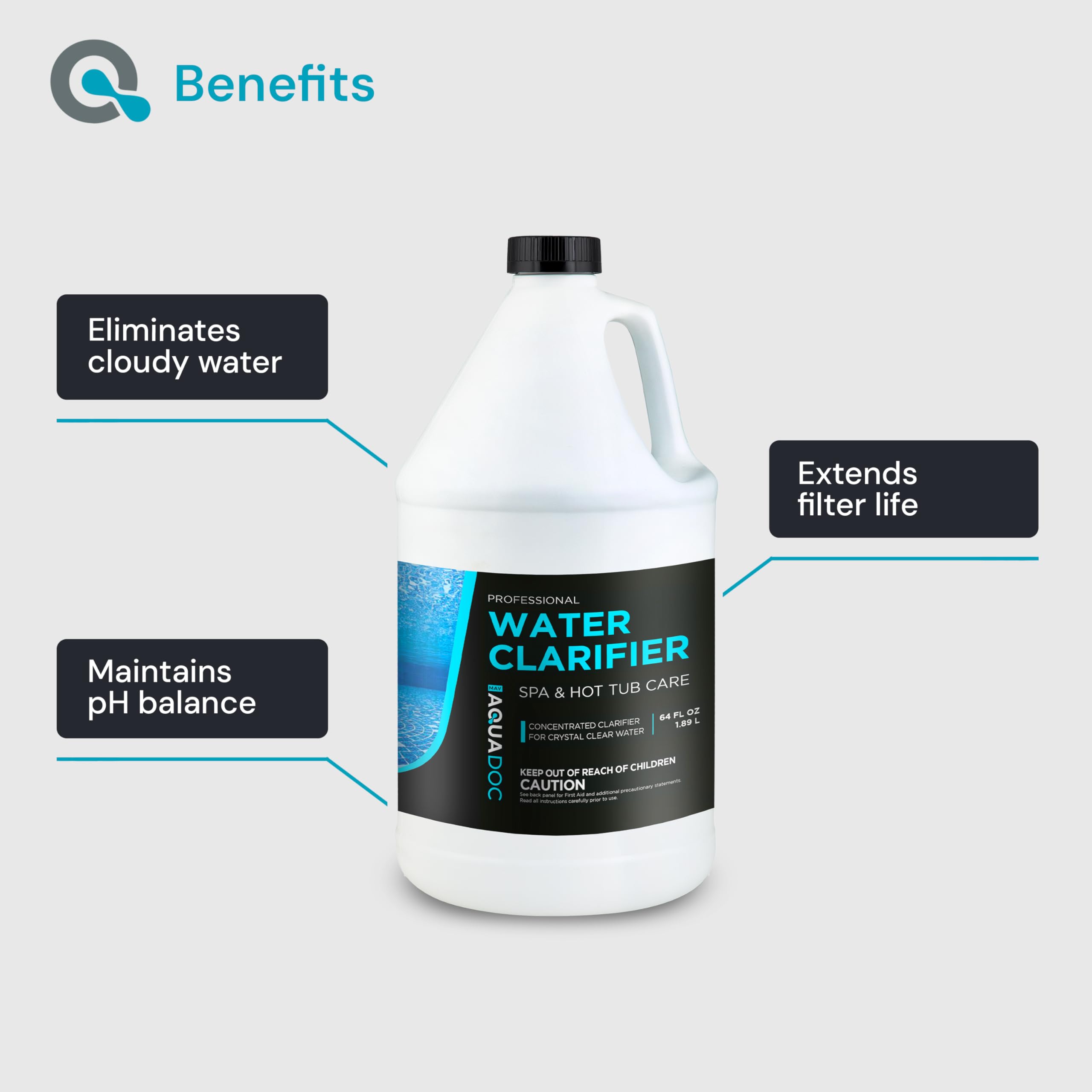 MAV AquaDoc Spa Clarifier extends filter life by binding particles
