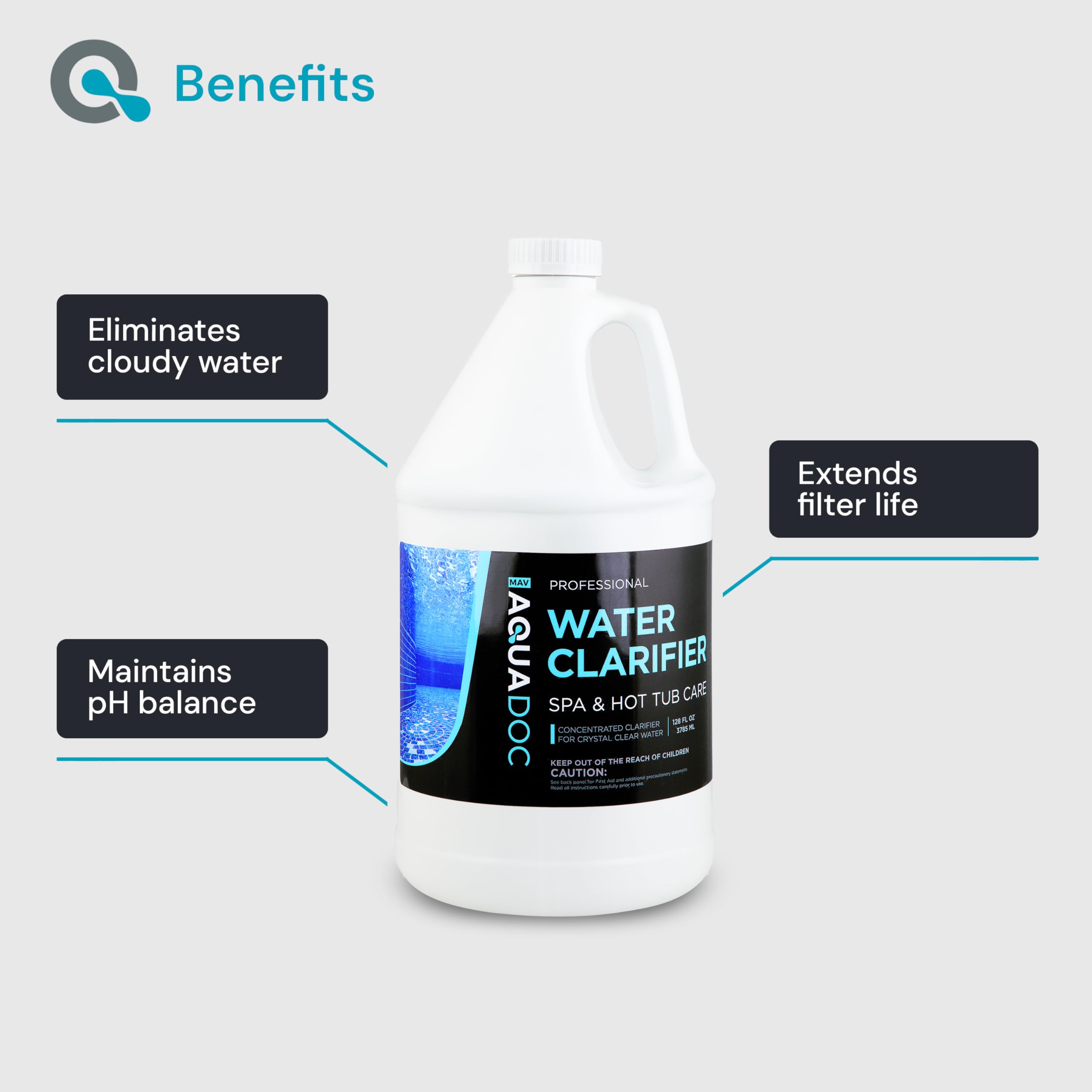 MAV AquaDoc Spa Clarifier in use as hot tub jets run for faster clarity.