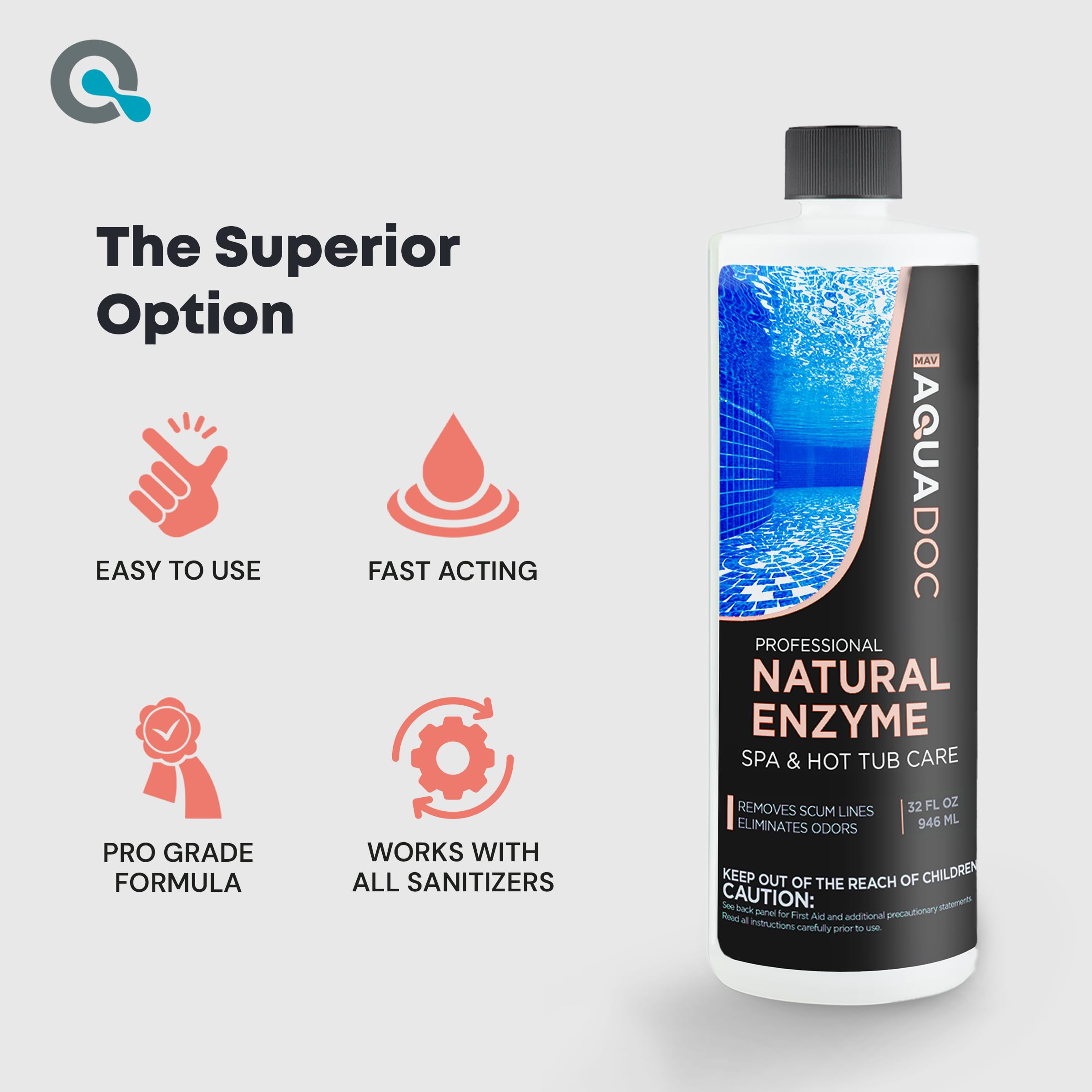 MAV AquaDoc Spa Clarifier compatible with bromine and chlorine sanitizers