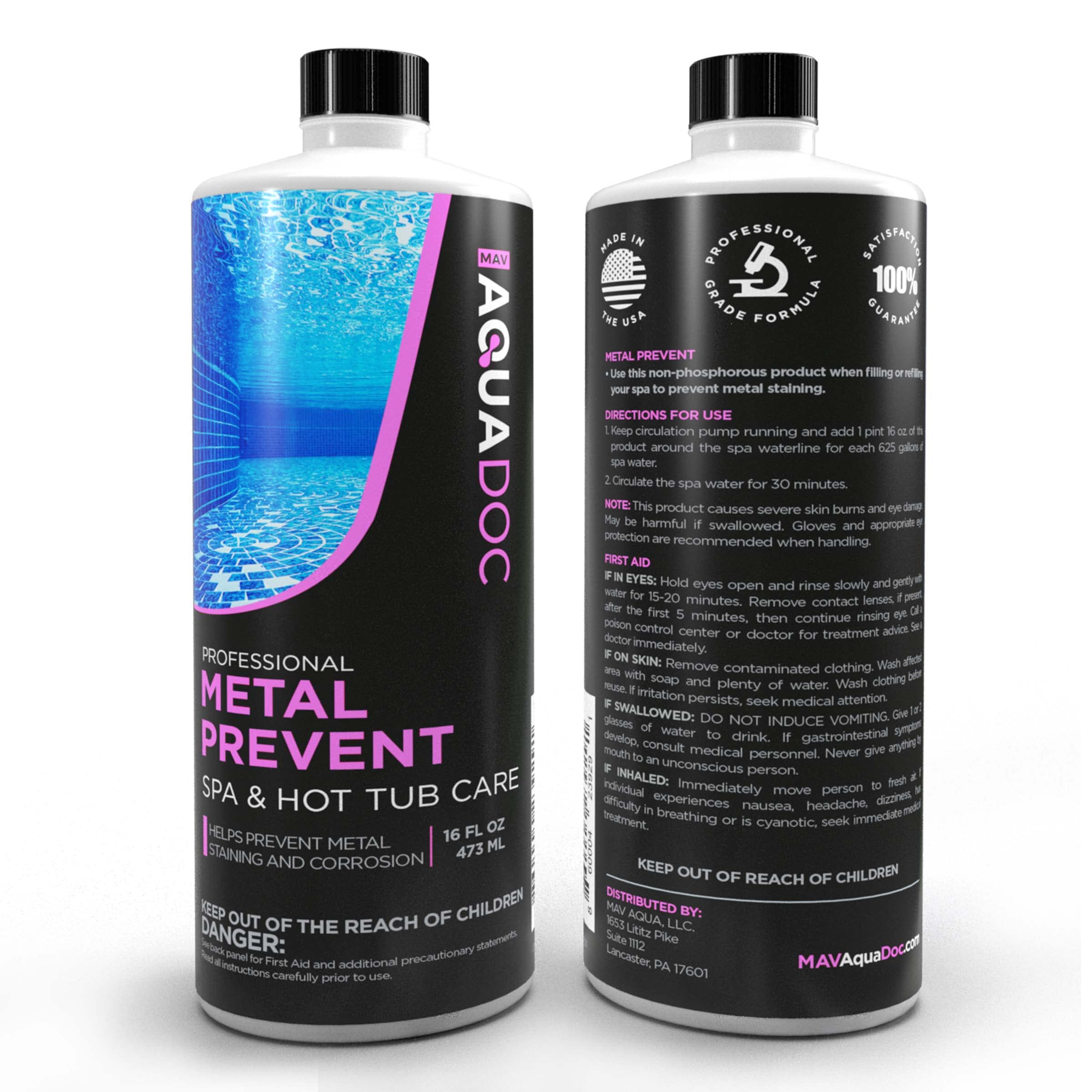 MAV AquaDoc after-treatment spa surface appears cleaner and clearer