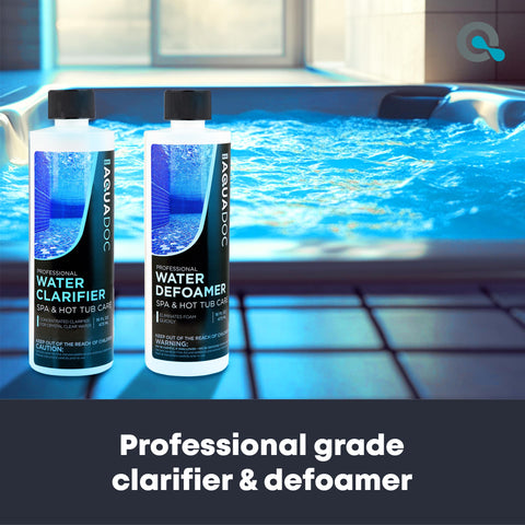 MAV AquaDoc Spa Defoamer bottle reduces foam for smoother hot tubs.