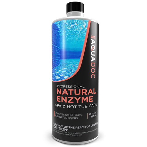 AquaDoc Spa Enzyme Cleaner 16oz bottle improving hot tub water clarity.