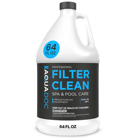 MAV AquaDoc spa filter cleaner bottle pour for quick, effective spa filter cleaning